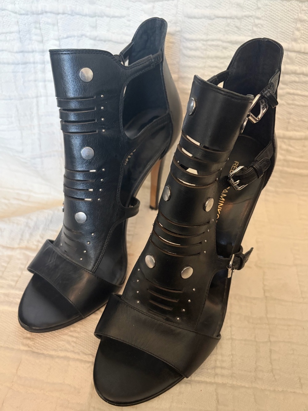 Rebecca Minkoff Black Studded Cutout High Heels in Like New Condition -Sz 10